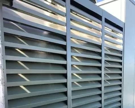 Acoustic louvres on sub station in Sydney apartment complex.