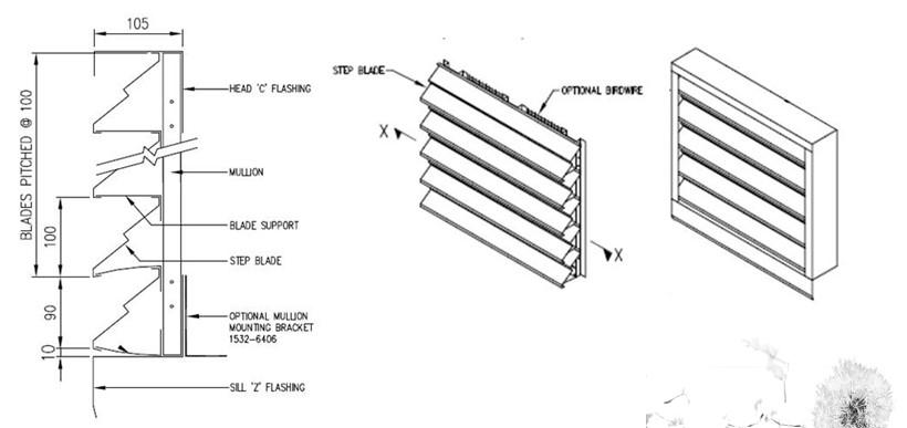 SLV one step aluminium louvre diagram.